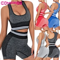 women yoga outfits workout sets high waist yoga shorts racerback padded sports bras fitness leggings set gym running suits