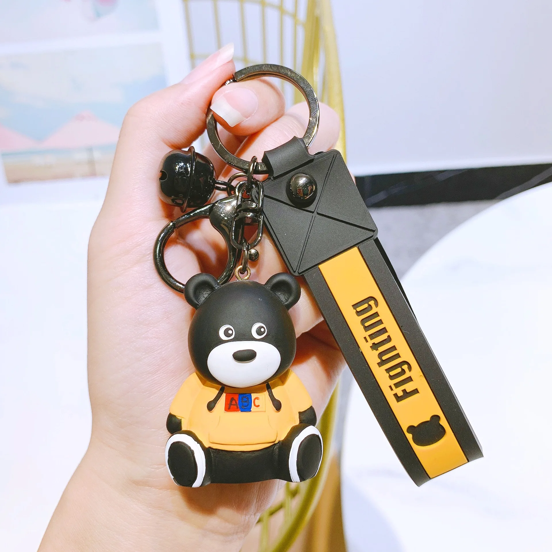 

ABC Little Bear Keychain Cartoon Trend Doll Bag Backpack Car Key Accessories Couple's Keyring Pendant Best Gift Charm Jewelry