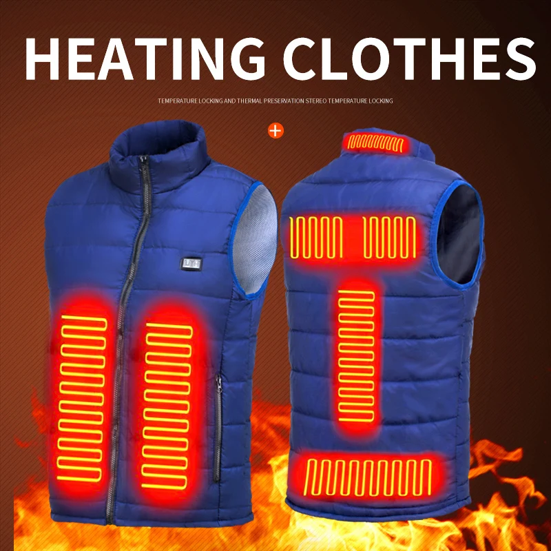 

New 9 Places Heated Vest Men Women Usb Heated Jacket Heating Vest Thermal Clothing Hunting Vest Winter Fashion Heat Jacket Black