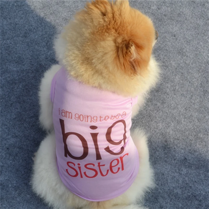 

Big Sister Dog Vest Printed Cotton Jersey Spring/Summer Dog Shirt Pet Clothes For Dogs Cats Puppy Dog Clothes