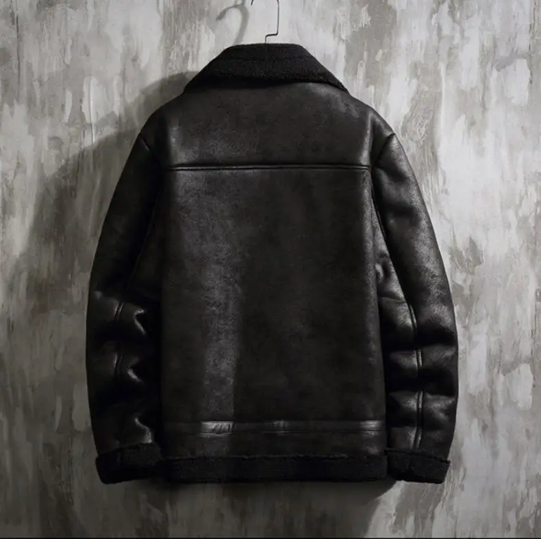 Зимняя мода для мужчин плюс бархат толстый мех интегрированный ягненка пальто