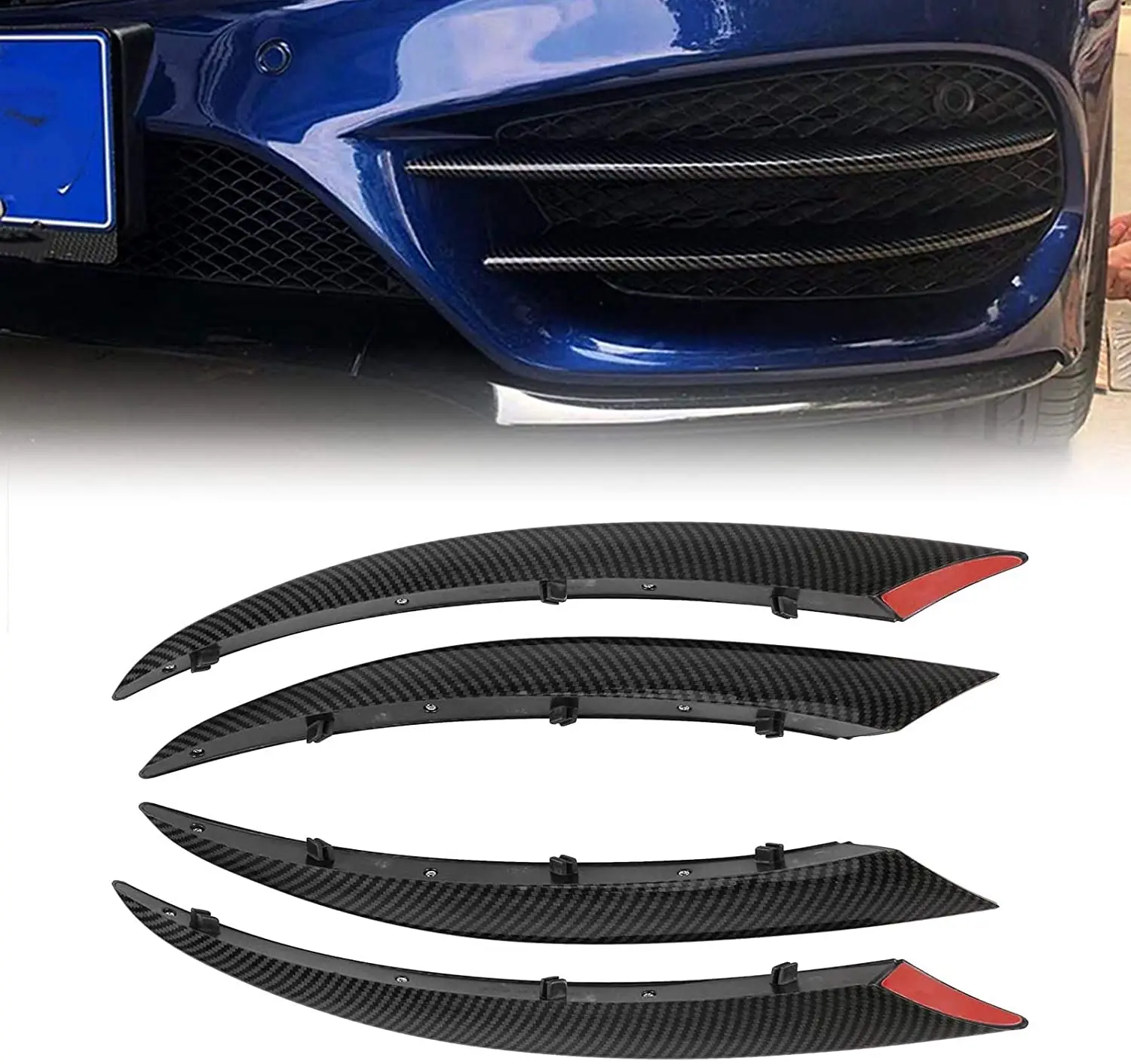

Front Fog Light Decorative Cover Trim For 2015-2018 Mercedes-Benz C Class (Carbon Fiber Look)