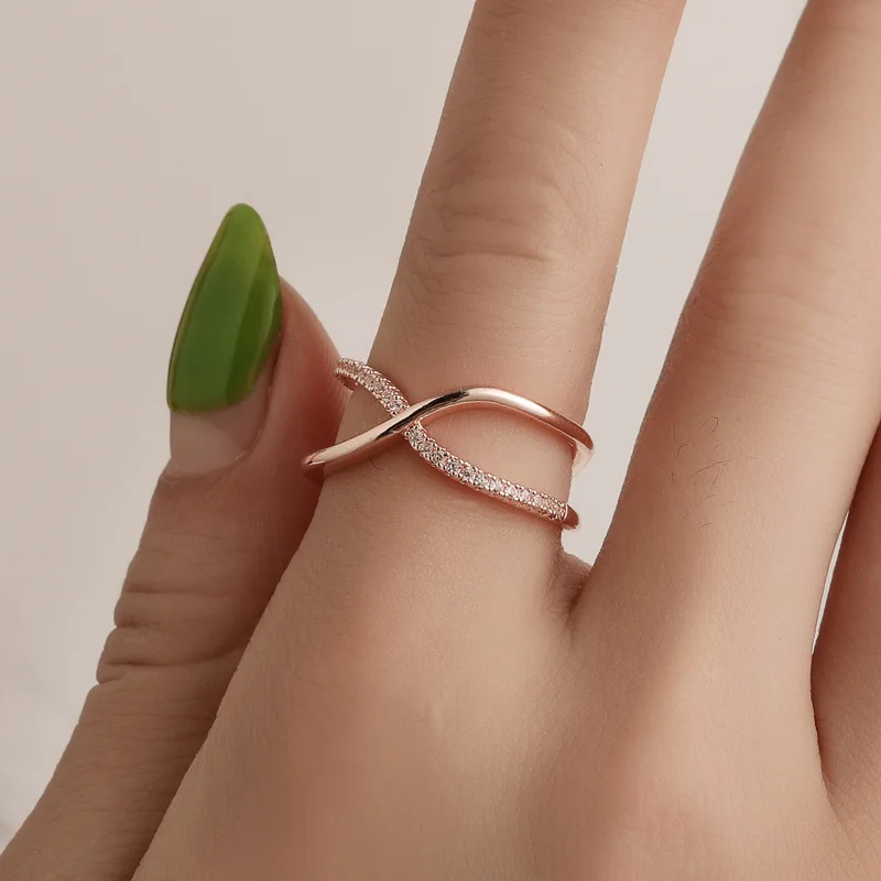 2019 серебряное кольцо с розовым золотом Модные кольца бриллиантами для женщин и