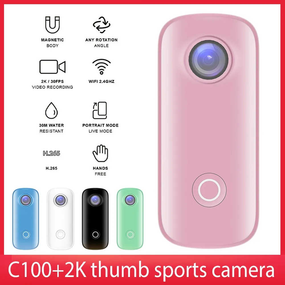 

C100 + мини Экшн-камера с водонепроницаемой крышкой 2K 30fps H.265 WiFi подключение видео цифровая камера