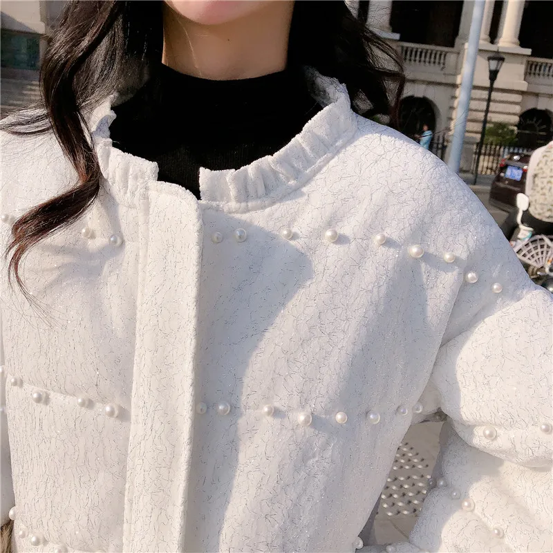 

Luck A Women Winter 2 Piece Set Fashion Velvet Parkas+ High Waist Shorts Suits Pearls Pink Matching Outfits New Fleece Sets