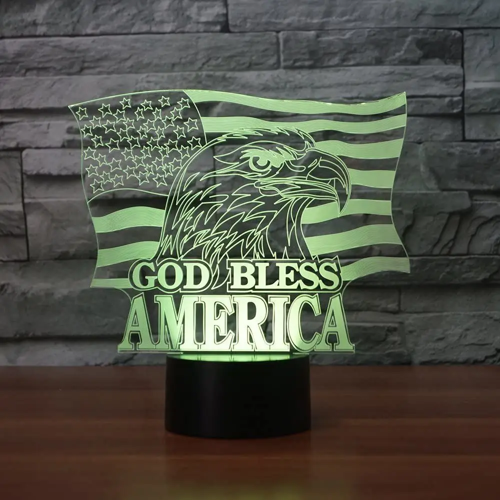 3D лампа Eagle оптическая светодиодная иллюзионная иллюзия светильник с изменением