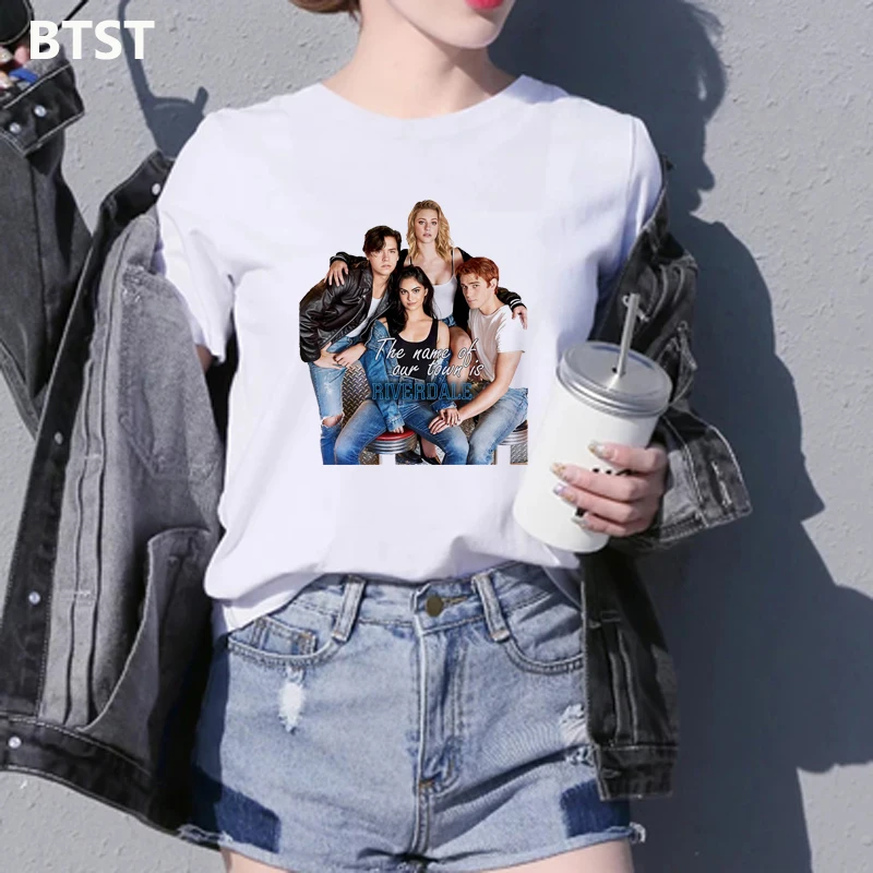 Футболки Riverdale для женщин из хлопка В готическом стиле уличная Harajuku Графические