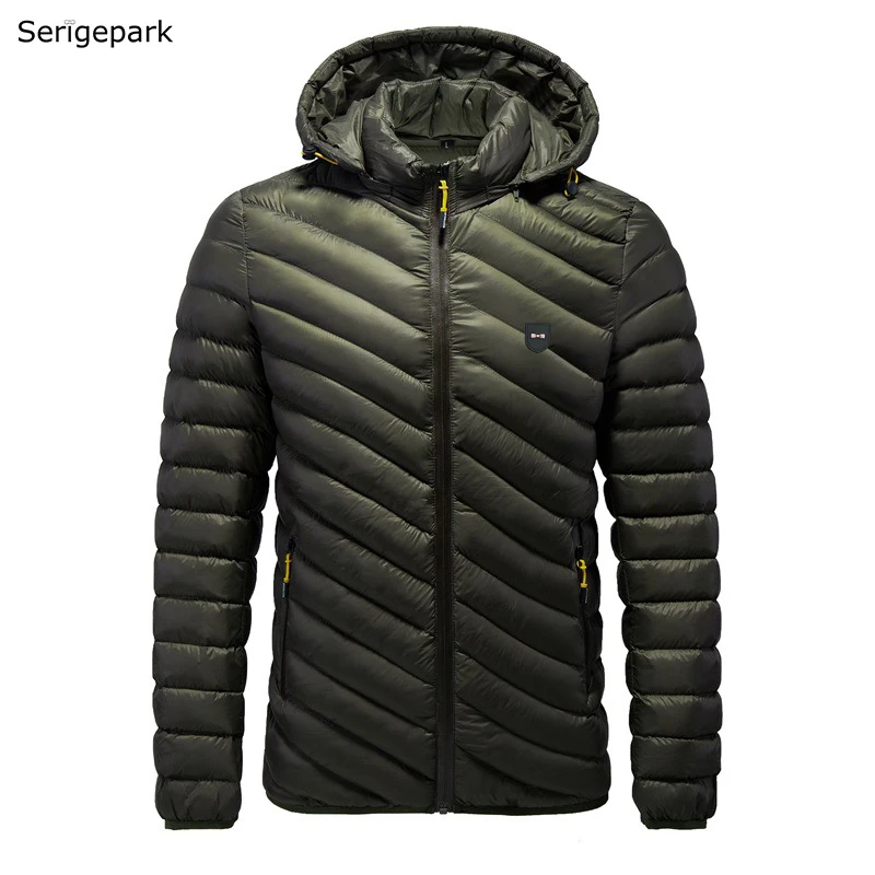 Мужская однотонная теплая куртка SERIGE Зимняя коллекция удобное Мужское пальто в