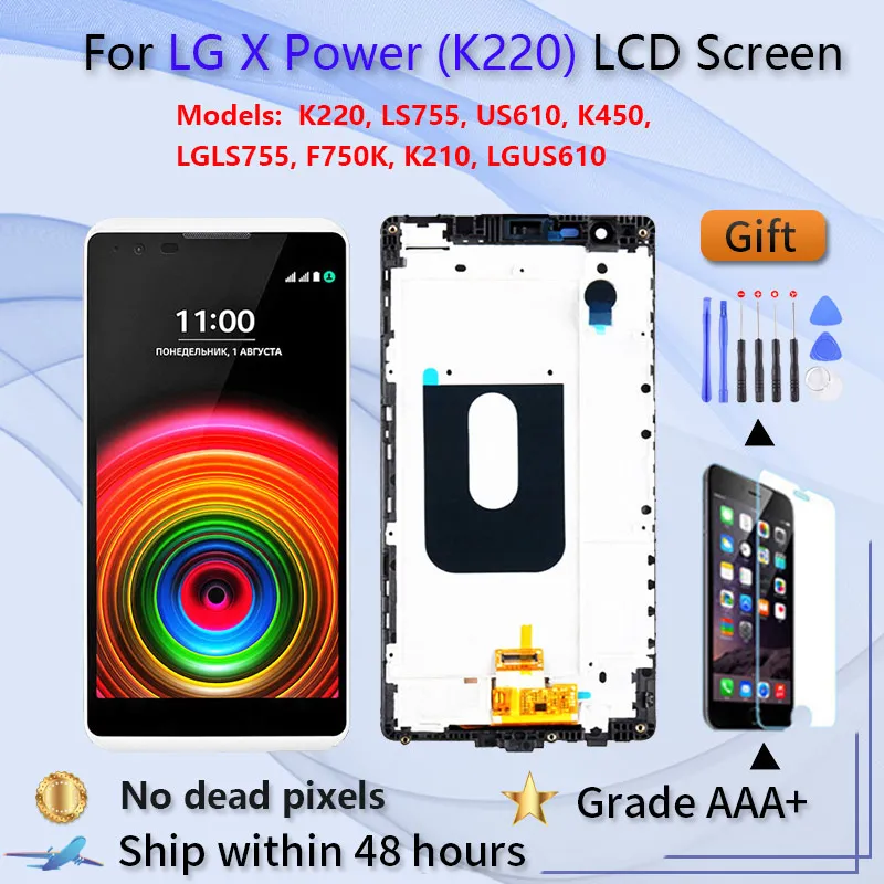 

5,3 "Совершенно новый оригинальный для LG X Power K220 ЖК-дисплей кодирующий преобразователь сенсорного экрана в сборе + рамка Замена для LG K220 K220DS ЖК...