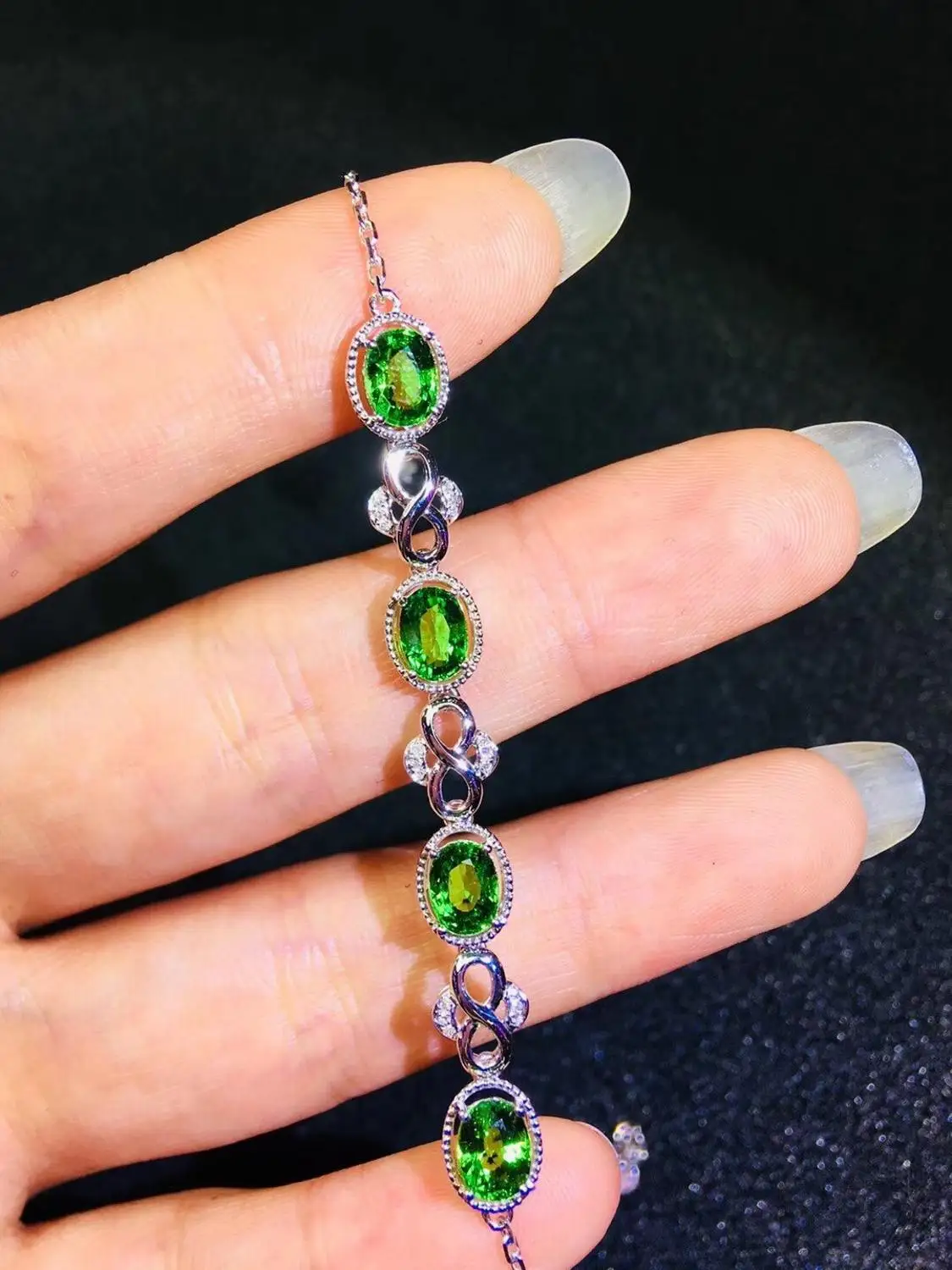 T702 Fine Jewelry Gold AU750 G18K 100% Natural 4.0ct Tsavorite Gemstones Jewellery Bracelets for women | Украшения и аксессуары