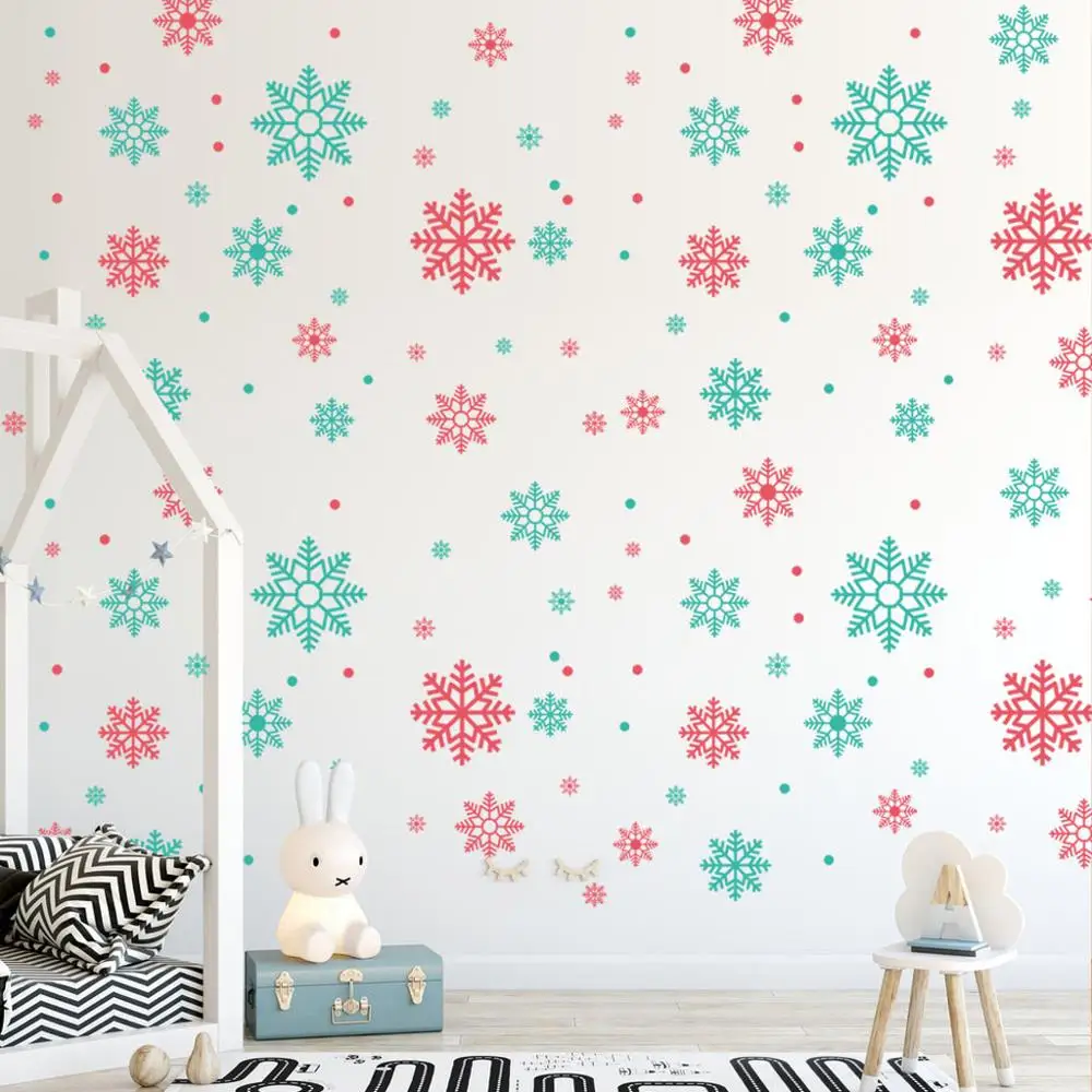 3 предмета Одинаковый пижамный комплект зима снежинка Наклейка на стену окно