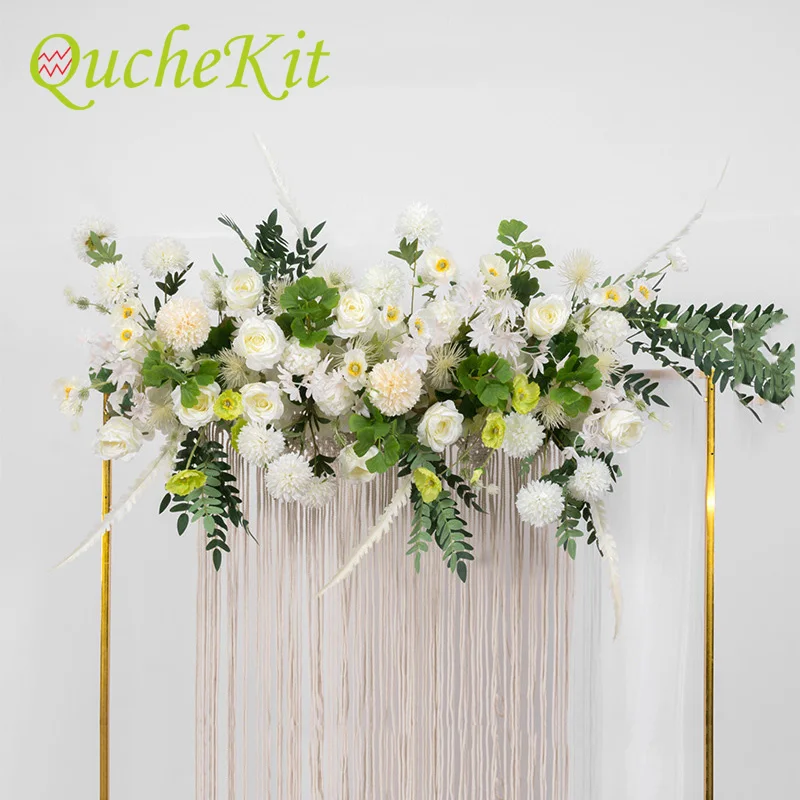 

Artificial Flower Row Wedding Iron Arch Backdrop Flowers Stage Road Lead Flowers Rose Peony Christmas Wedding Party Background