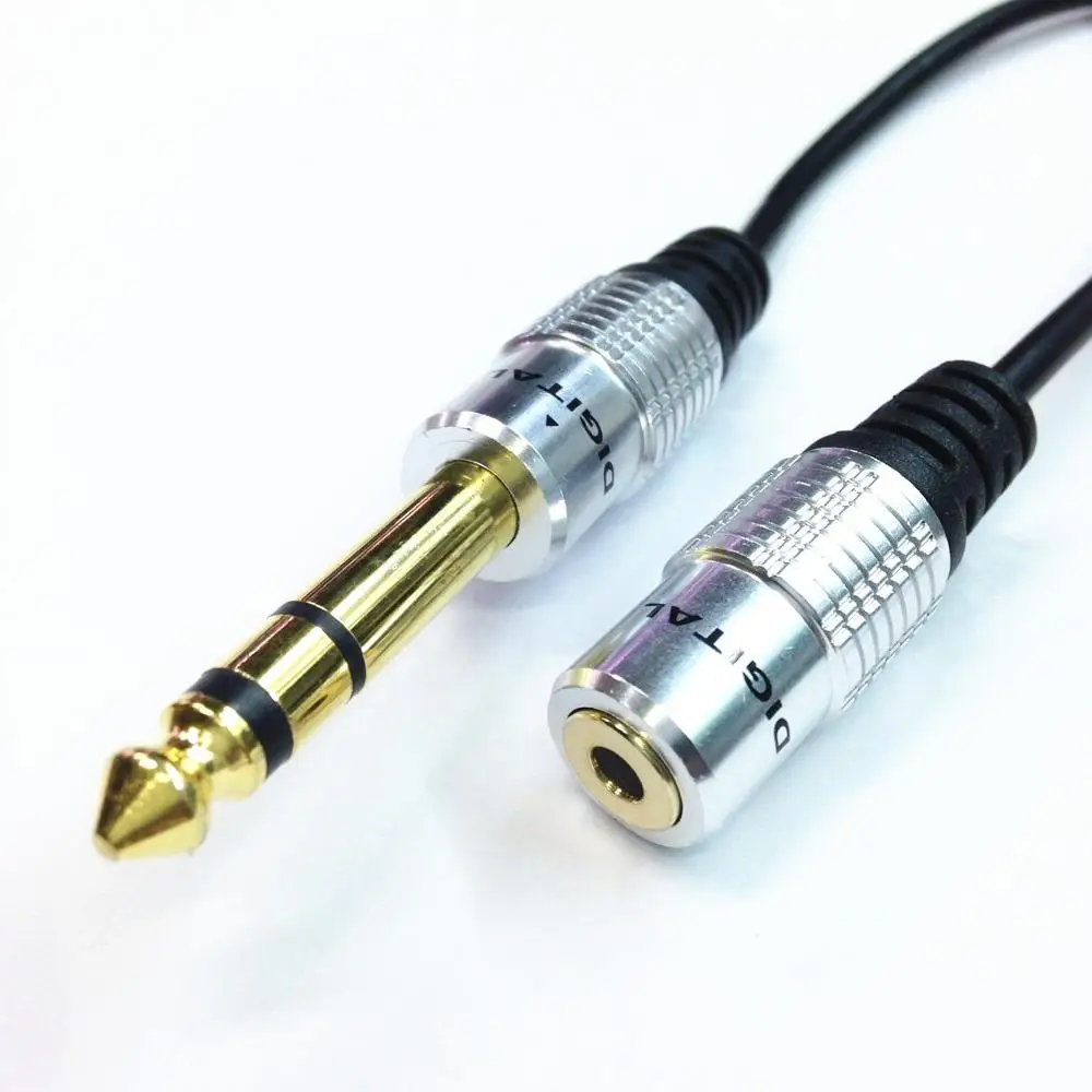 

metal stereo 6.35cm 3.5 female audio adapter cable 6.35 to 3.5 headphone adapter 0.3m cable