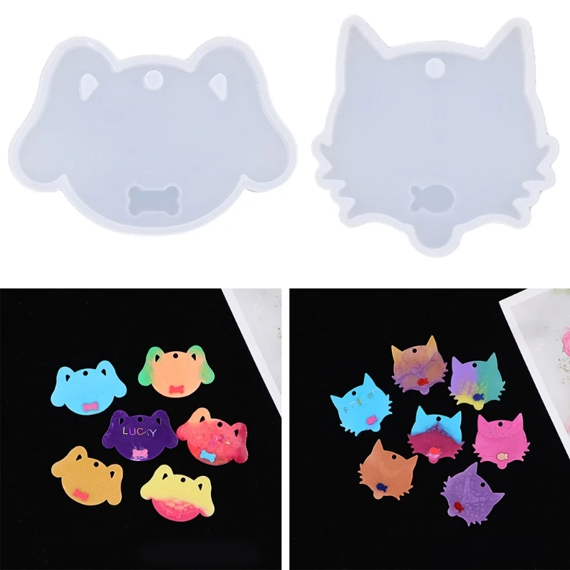 

Crystal Epoxy Resin Mold Cat/Dog Tag Plate Pendant Casting Silicone Mould DIY Crafts Jewelry Making Tool