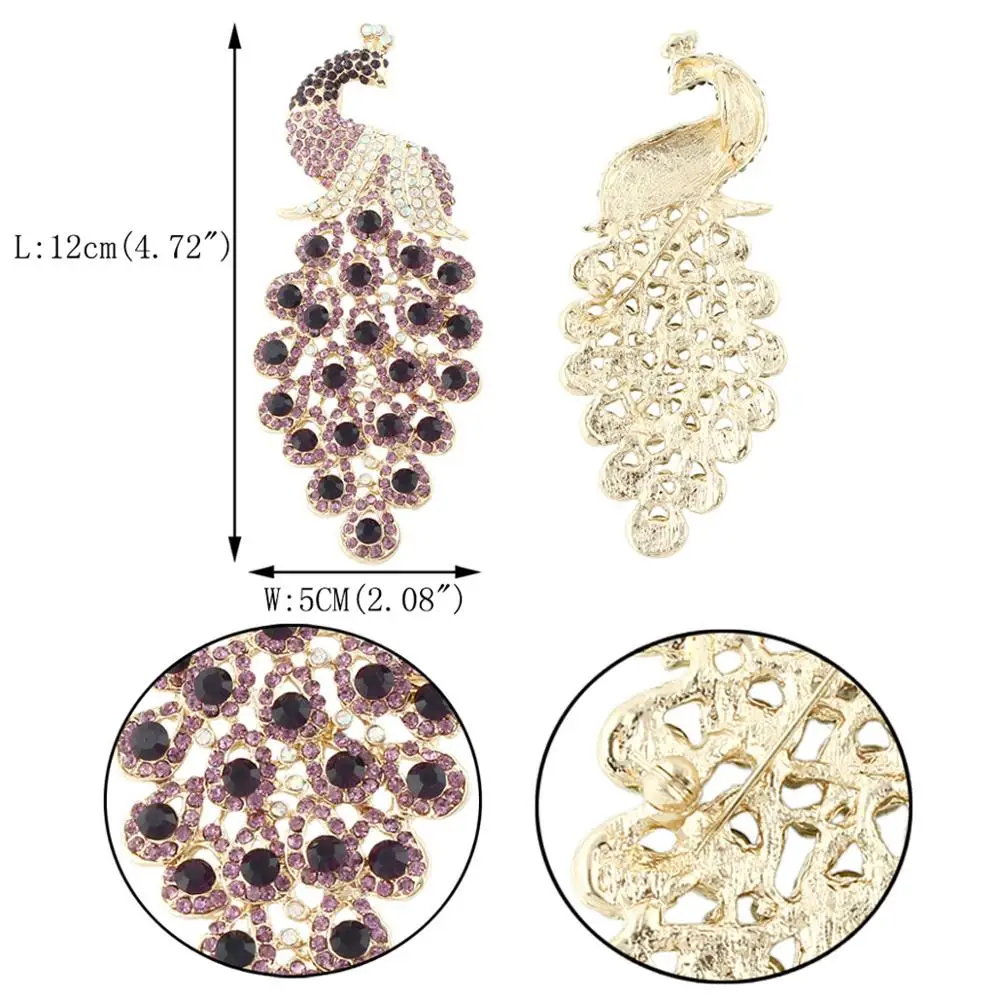 Tuliper брошь женская булавка в виде животного роскошный павлин кулон кристалл