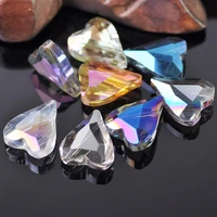 10pcs pointed heart faceted crystal glass asymmetric hole 12x10mm 18x14mm 22x18mm loose beads for jewelry making diy crafts
