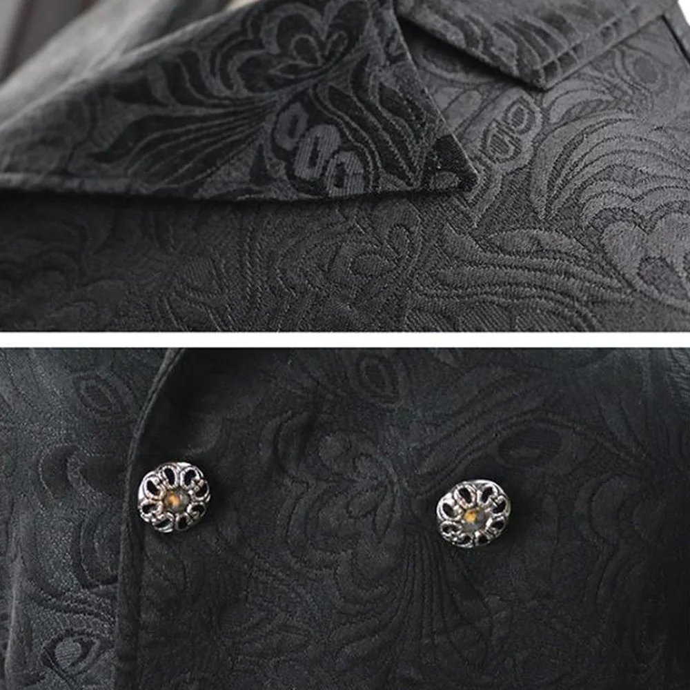 

Steampunk Black Mens Vest Gothic Clothing Double Breasted Buttons Vintage Jacket Asymmetrical Victorian Waistcoat Suit Plus Size