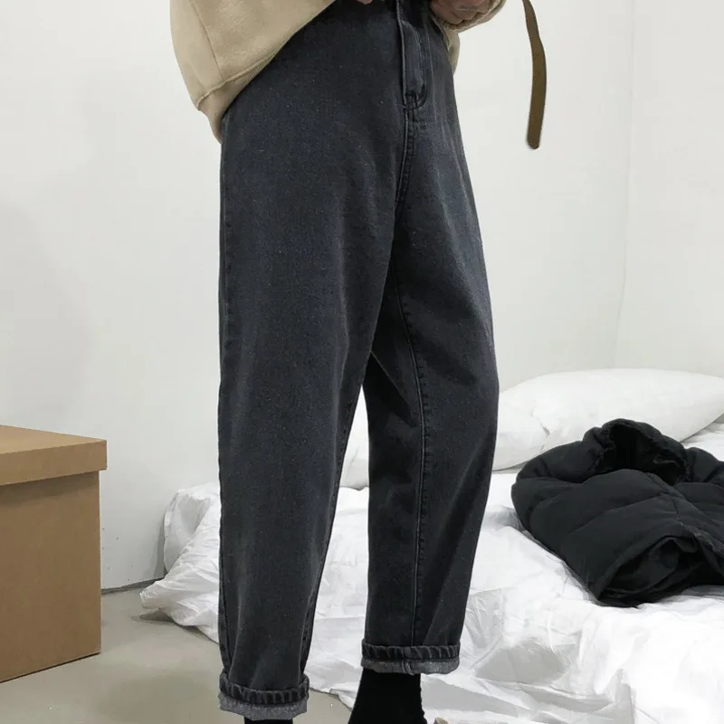 Blue/Black Jeans Men Fashion Washed Casual Retro Jean Pants Men Streetwear Loose Hip Hop Straight Denim Trousers Mens Clothes