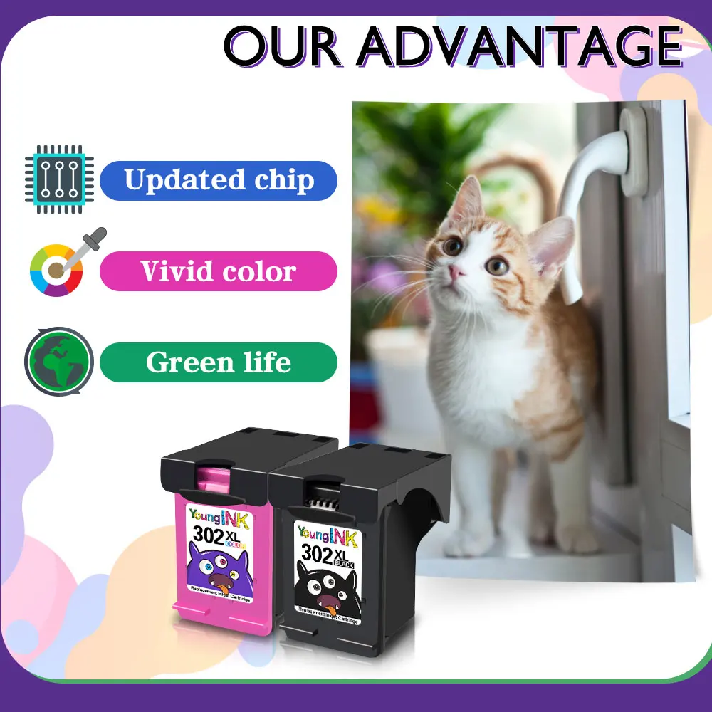 Чернильный картридж Printjoy для принтера HP 302 XL Deskjet 4511 4512 4513 4516 2131 2132 2134 2136 1-4 шт. |