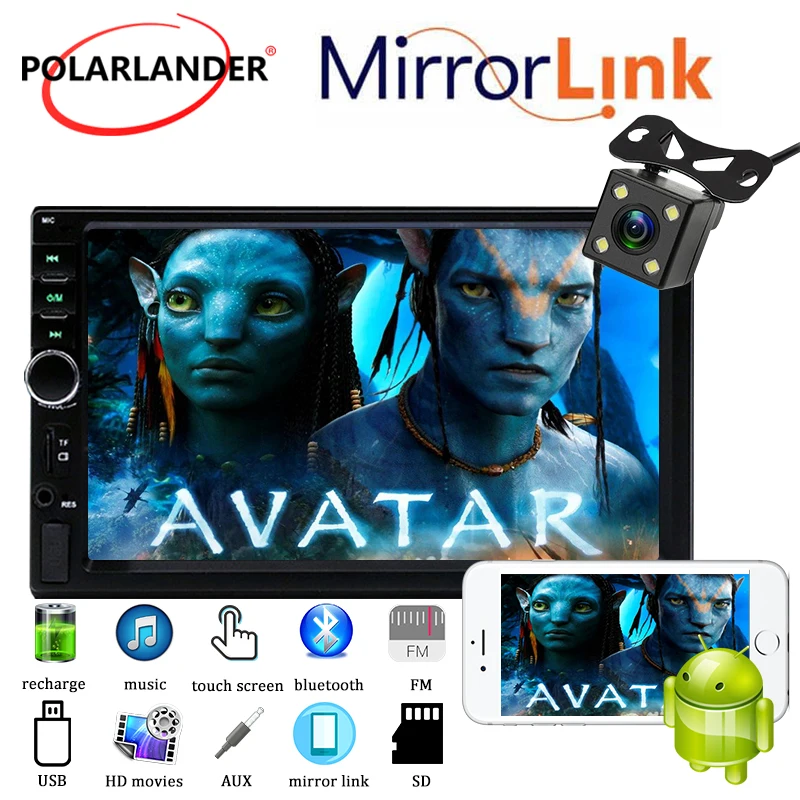 7-дюймовое Сенсорное автомобильное радио 2 Din Android MP5 проекция 1080P EQ звук 12 В