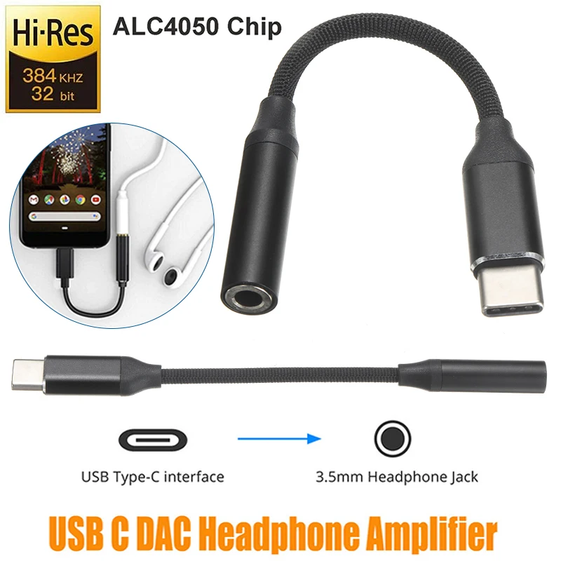 

Черный ЦАП усилитель для наушников с портом USB Type-C и аудиоразъемом 3,5 мм, адаптер для мобильного телефона, аксессуары для Huawei/Xiaomi/iPad