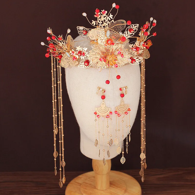 Свадебный головной убор JaneVini в традиционном китайском стиле старинное ювелирное