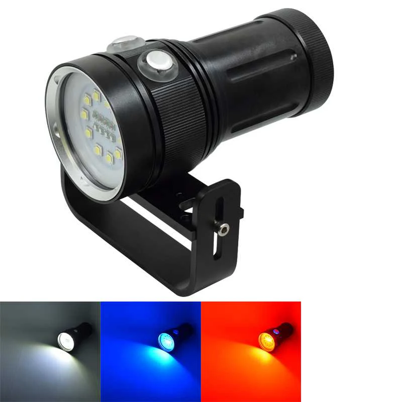 WasaFire 10 X L2 светодиодный фонарик для дайвинга 18650 ныряющий фонарь белый + 4 красный