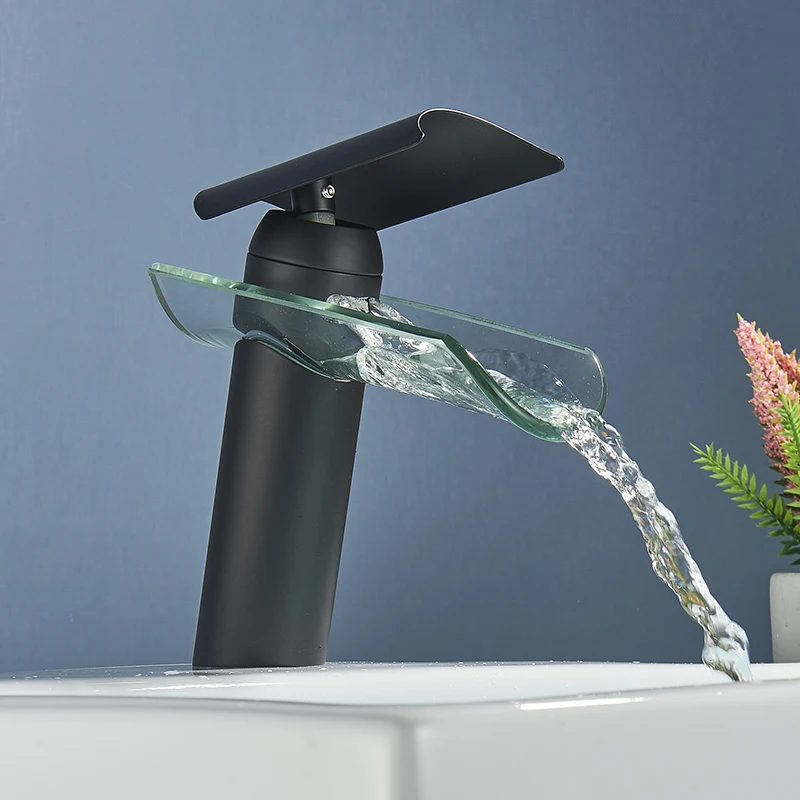 Смеситель для раковины в современном стеклянном стиле Твердый латунный кран