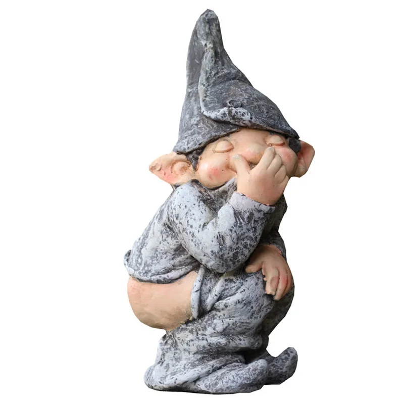 

Realistic Resin Funny Gnome Figurine Naughty Dwarf Miniature Decorations Simulation Statue Gardening Decor Crafts