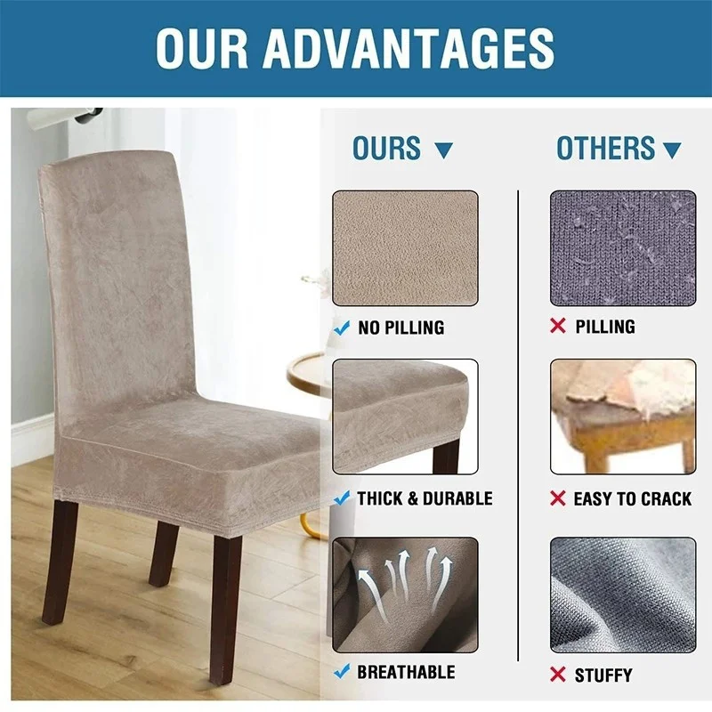

Velvet Dining Chair Cover Spandex Elastic Chair Slipcover Case For Chairs Office Wedding Dining Room Chair Cover Stretch