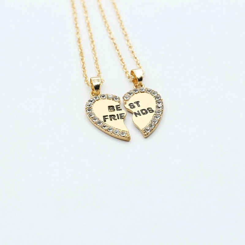 

Unique Delicate Fashion Half Love Heart Pendants For Women Men Alloy Couples Chain Necklaces Valentine Gifts
