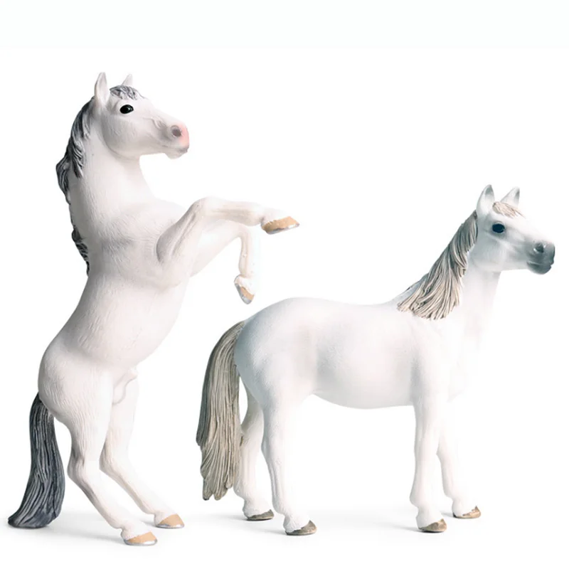 Модель белой лошади фигурки диких животных коллекция экшн-фигурок из ПВХ Детские