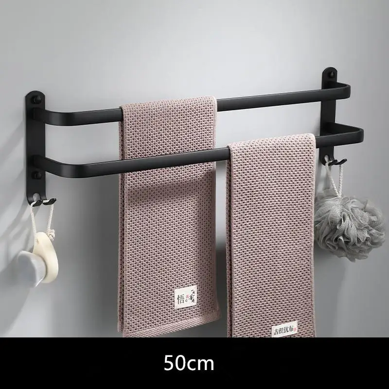 

Towel Hanger Wall Mounted 30-50 CM Towel Rack Bathroom Aluminum Black Towel Bar Rail Matte Black Towel Holder