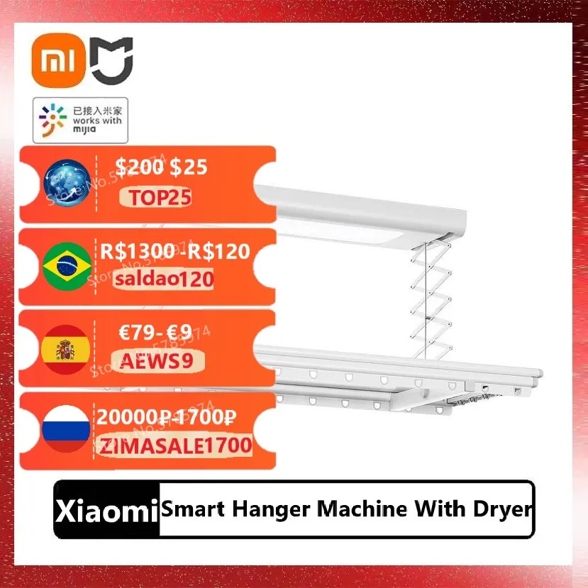 

Xiaomi Mijia умная вешалка машина с сушильной нагрузкой 35 кг работает с приложением Mihome с проветривающим стержнем для умного дома