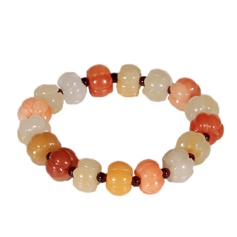 

Pumpkin Jade Bracelet Drop Shipping Natural Multicolor XinJiang Jade Bracelets For Women Men Gifts