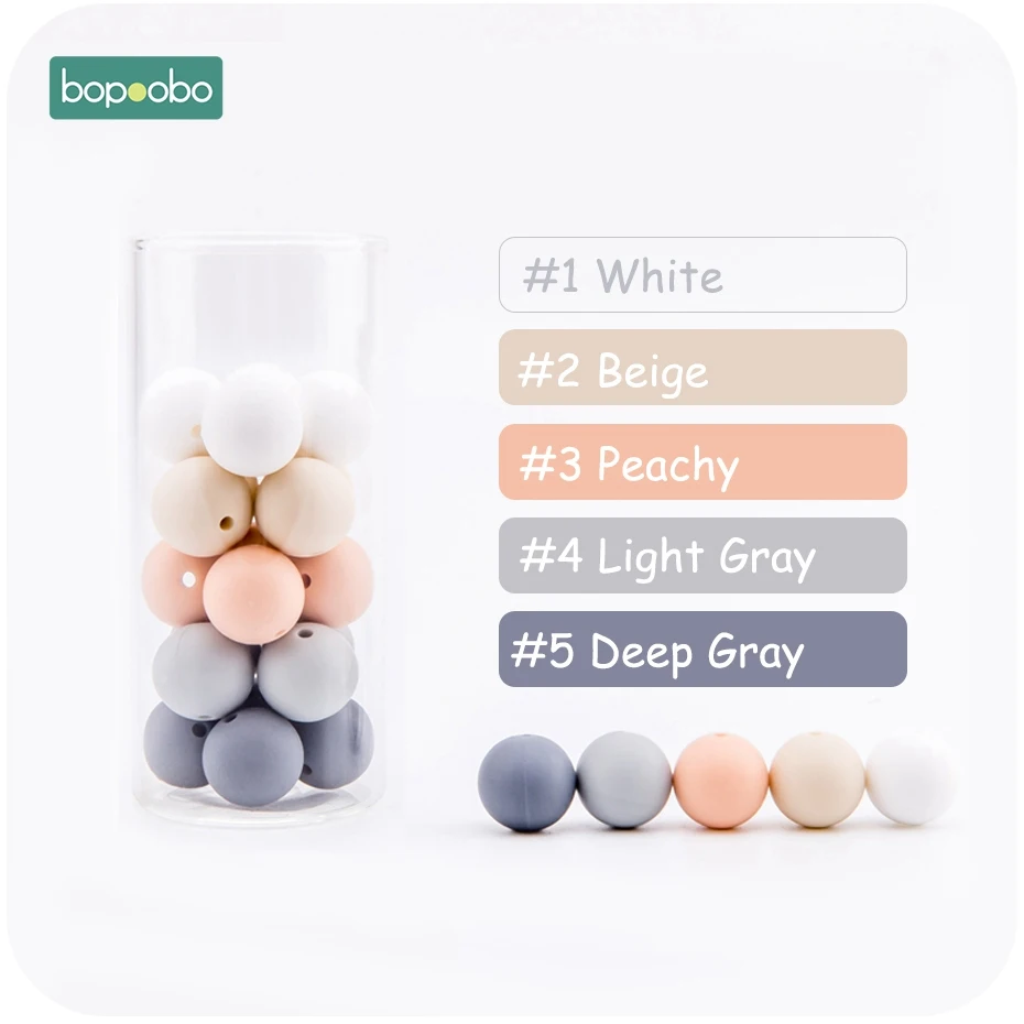 Gray-Peachy Series Bopobo 100 шт силиконовые бусины 12 мм пищевого качества Силиконовые Прорезыватели Детские обучающие игрушки безопасные и натуральные силиконовые бусины экологичные - Цвет: Gray-Peachy Series