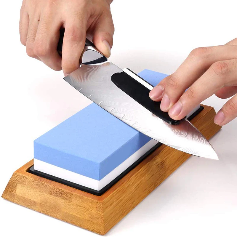 

1000 6000 Grits Two Sides Professional Whetstone Knife Sharpener, Premium Water Whetstone on Non-Slip Silicone Holder & Bamboo B