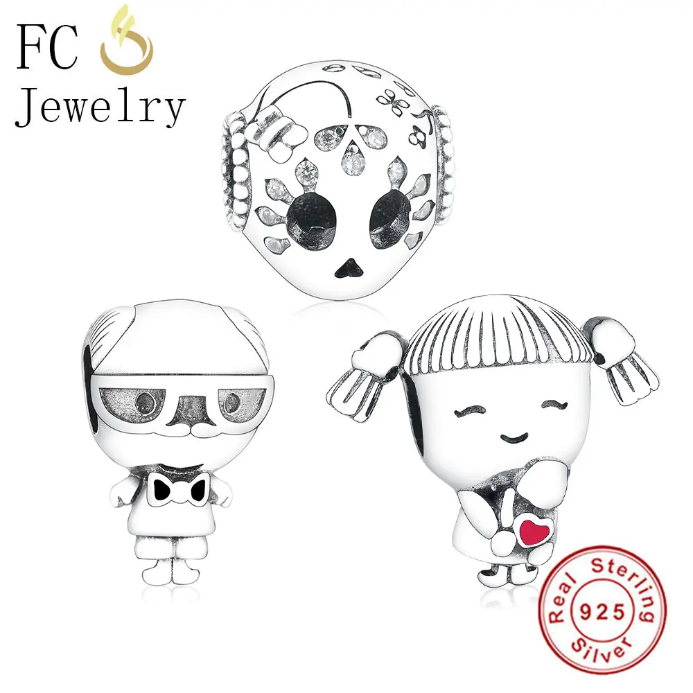 FC Jewelry оригинальный брендовый браслет с подвесками 925 пробы серебристый