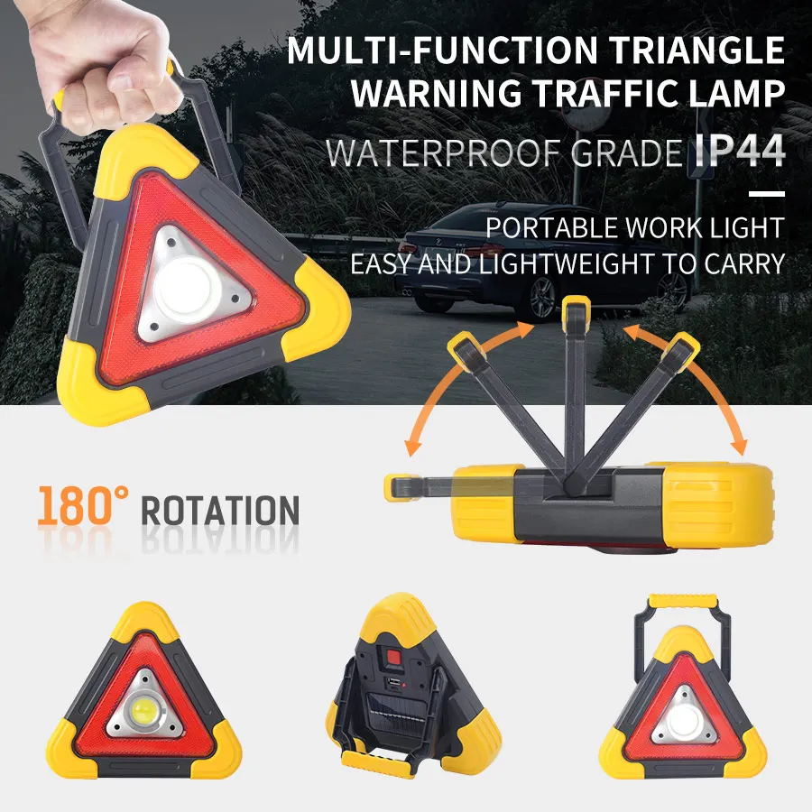 Треугольный предупредительный светофор постоянного тока 5 в 20 Вт COB Солнечный