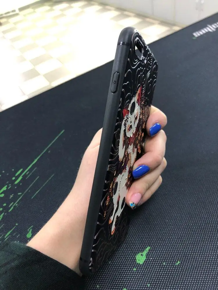 Японский стиль аниме тисненый мягкий чехол для iphone 6 6S 7 8 PLUS X 10 чехол лиса TPU Funda для iphone 11 Pro XS Чехлы для MAX XR