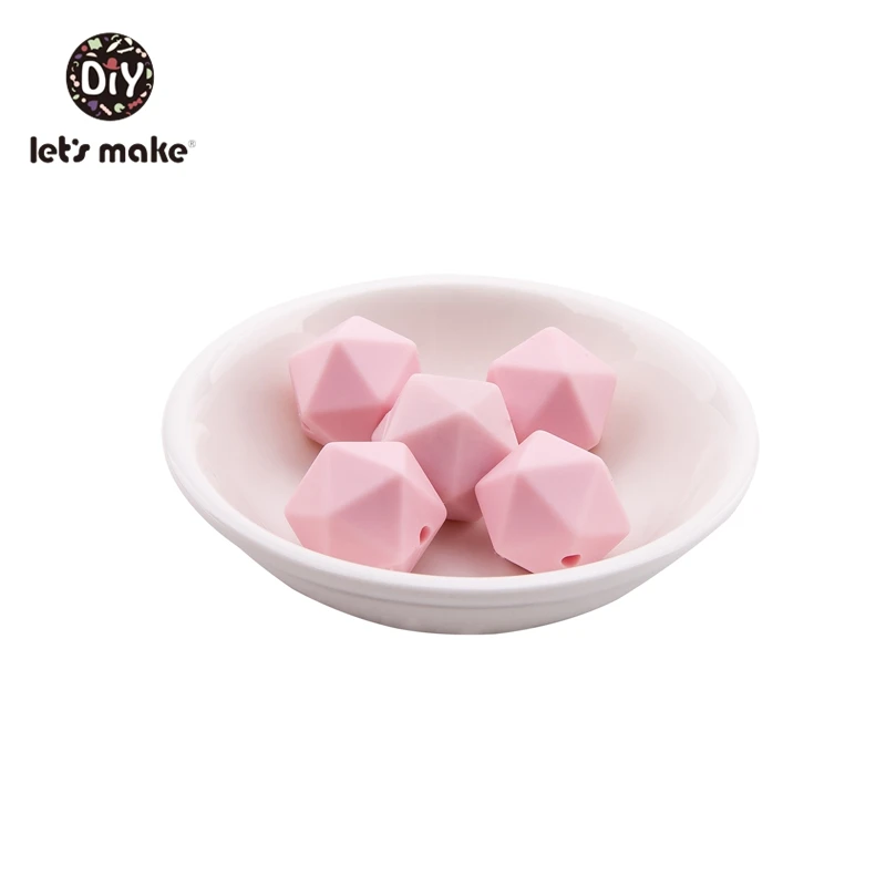 candy pink Let' s сделать 20 шт. Силиконовые Бусины Пищевой шестигранный силиконовый шарик 14 мм Сделай своими ругами слингобусы соска цепь Bpa Бесплатный Детский Прорезыватель - Цвет: candy pink