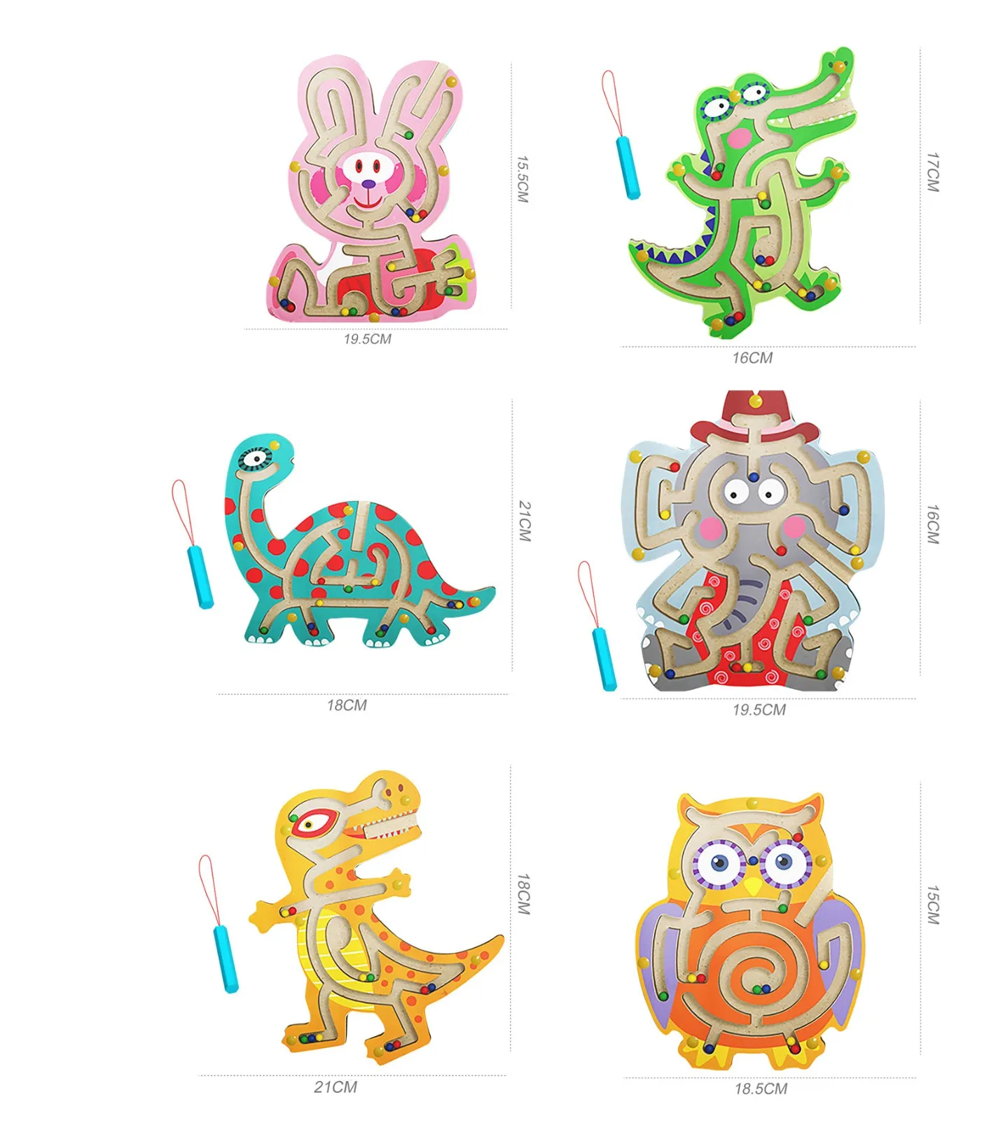 

Wooden Animals Magnetic Pen Maze Games Childrens Puzzle Montessori Educational Magnetic Ball Hand Eye Coordination Kids Toys