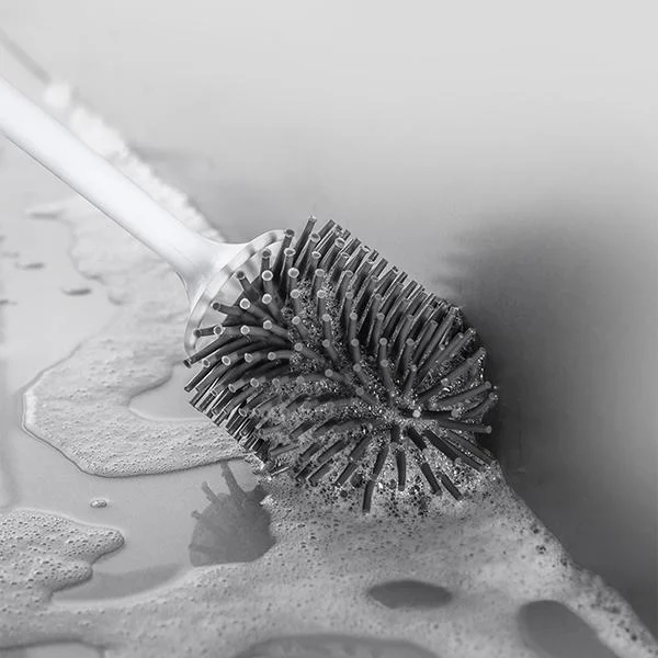 

Toilet Brush Leak Proof With base Silicone Wc Flat Head Flexible Soft Bristles Brush with Quick Drying Holder drop shopping