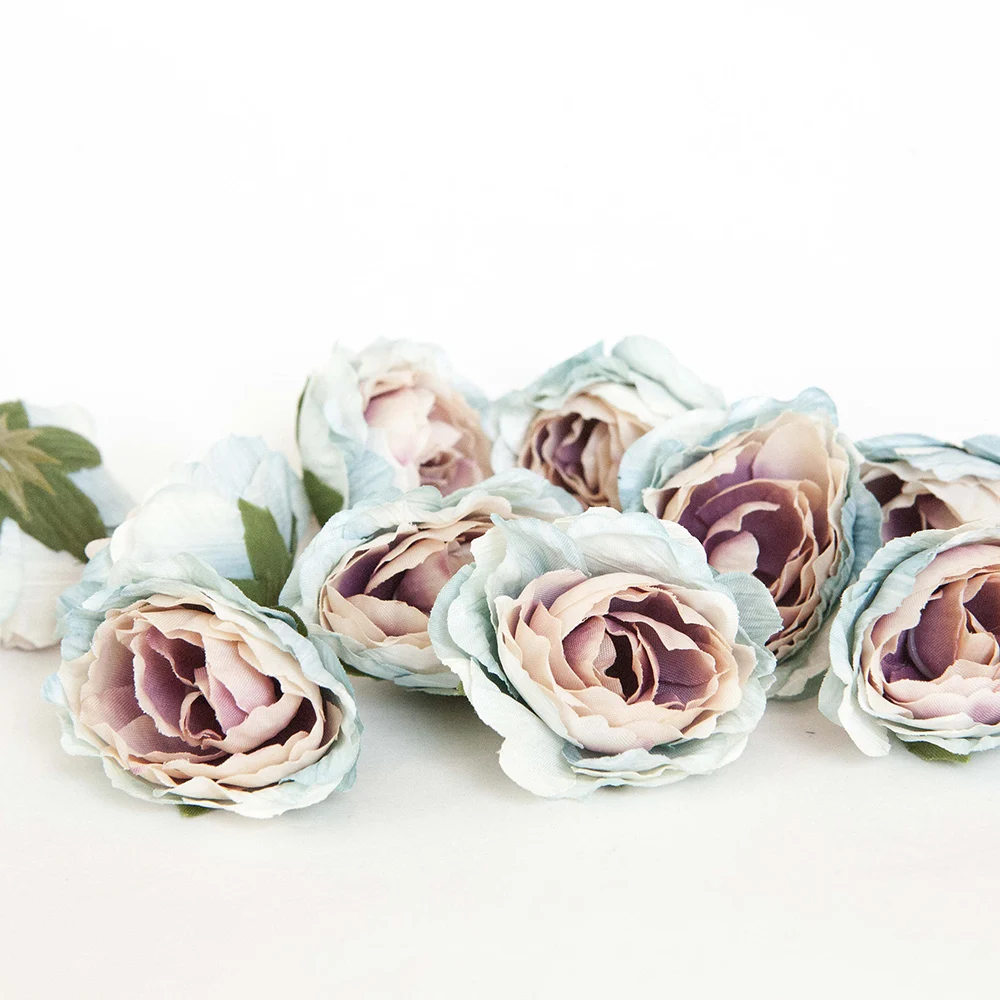 

5Pcs 4CM Mini Vintage Inspired Ruffled Roses Silk Artificial Flowers For Home Decor Wedding Decoration DIY Wreath Craft Flower