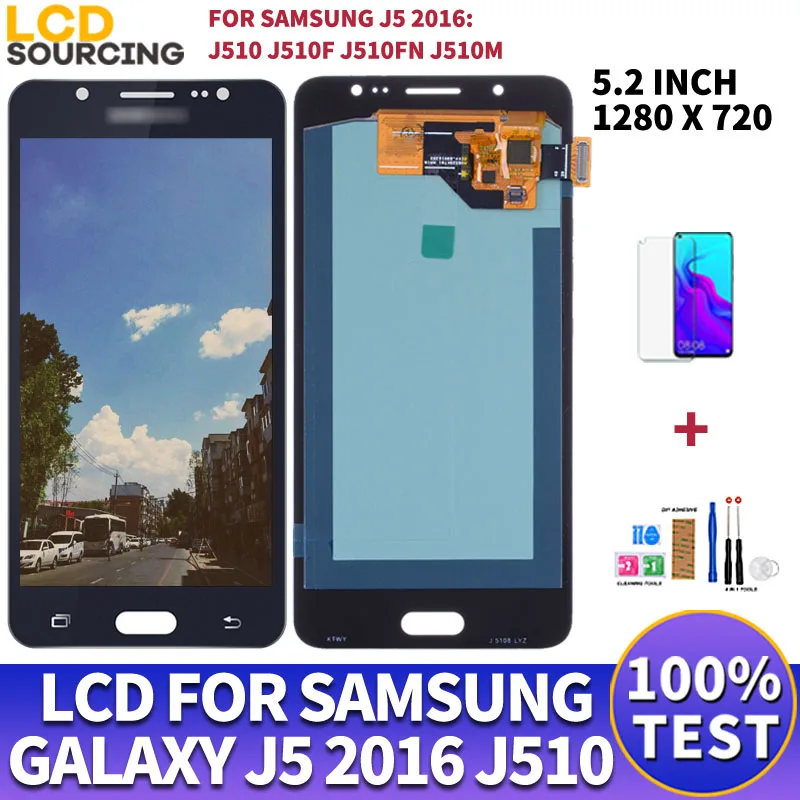 

ЖК-дисплей 5,2 дюйма AMOLED для Samsung Galaxy J5 2016, J510, J510F, J510M, сенсорный экран в сборе для Samsung J5 2016, ЖК-дисплей