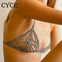 cyce sexy tassel crystal flower chest chain for women body jewelry rhinestone bikini bra chain body chain underwear accessories