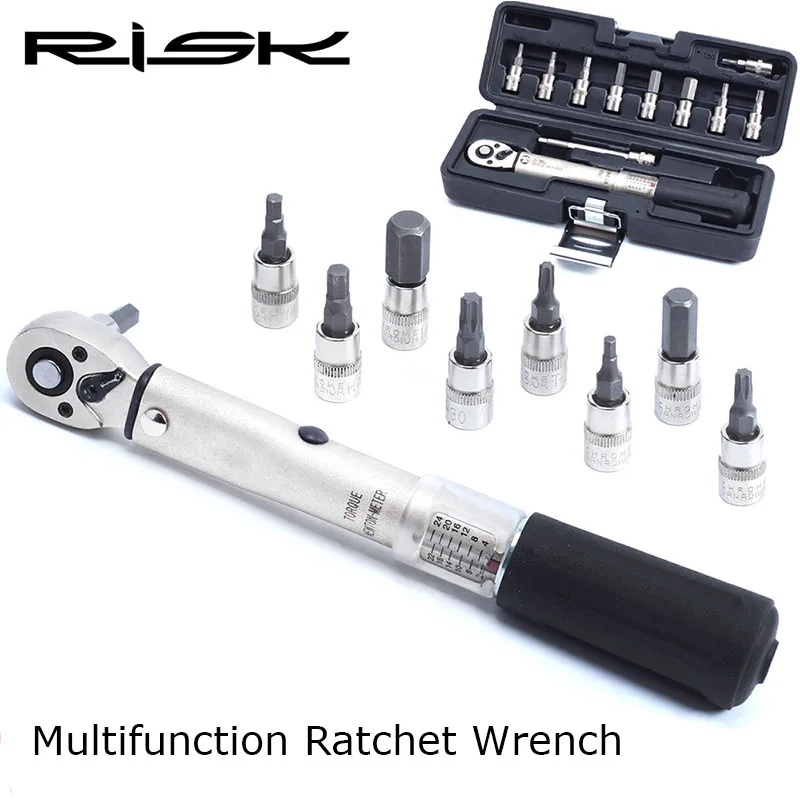 

RISK Multifunction Bike Bicycle Repair Tool Kits Two-way Click Torque Wrench 3-10mm Allen Key T20/T25/T30 Cycling Ratchet Wrench