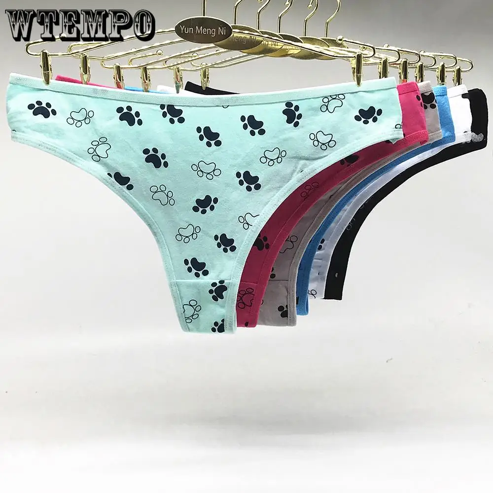 WTEMPO/6 шт./партия трусики женские хлопковые трусы нижнее белье с принтом женское