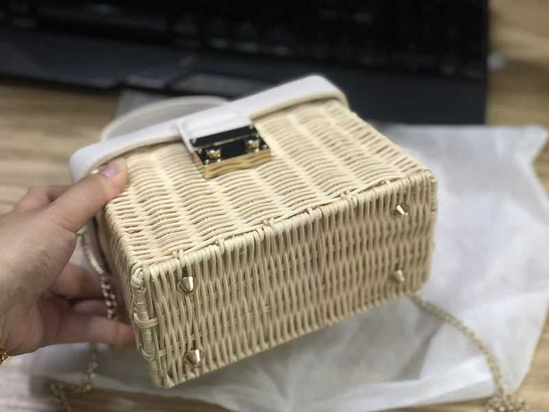 

Bohemia Wicker Woven Rattan Bag 2021 Women Handbag Designer Box Beach Straw Bags for Women Boho Patchwork Shoulder Bag Purses