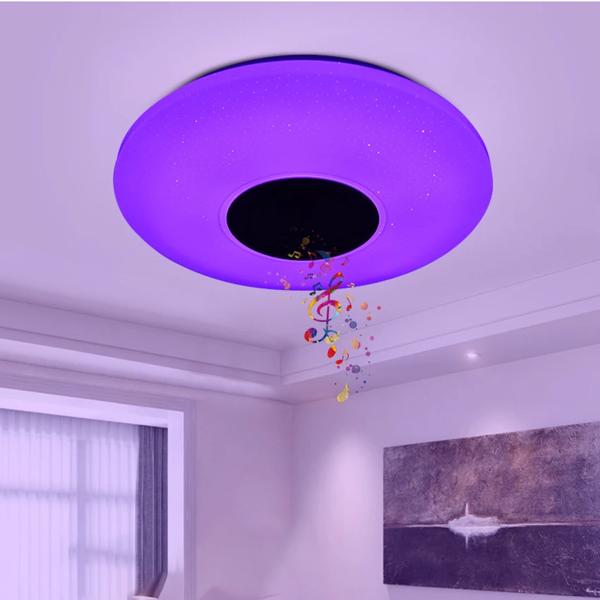 

Modern Colorful Ceiling Lamp for Living Room Interior Decoration Bedroom LED Music Ceiling Light Dimmable with Bluetooth Speaker